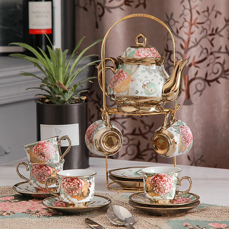 Keramik-Tee-Set – Bone China – 13-teiliges Set