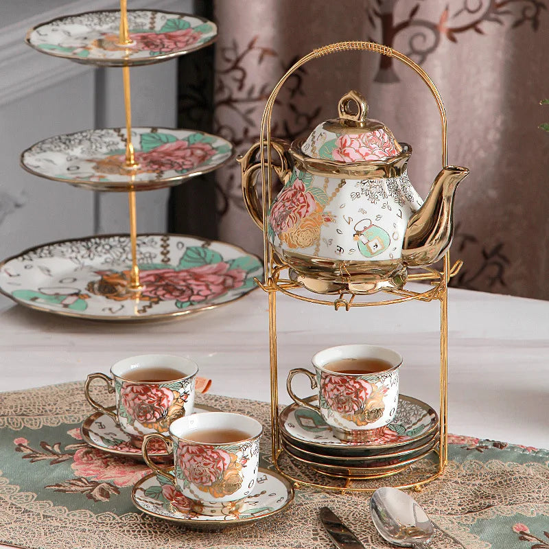 Keramik-Tee-Set – Bone China – 13-teiliges Set