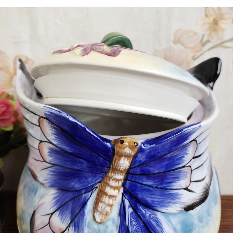 Keramik Teebehälter – Handbemalt Orchidee – Umweltfreundlich