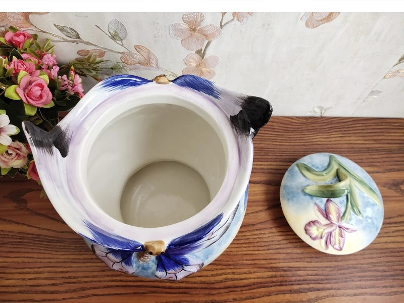 Keramik Teebehälter – Handbemalt Orchidee – Umweltfreundlich