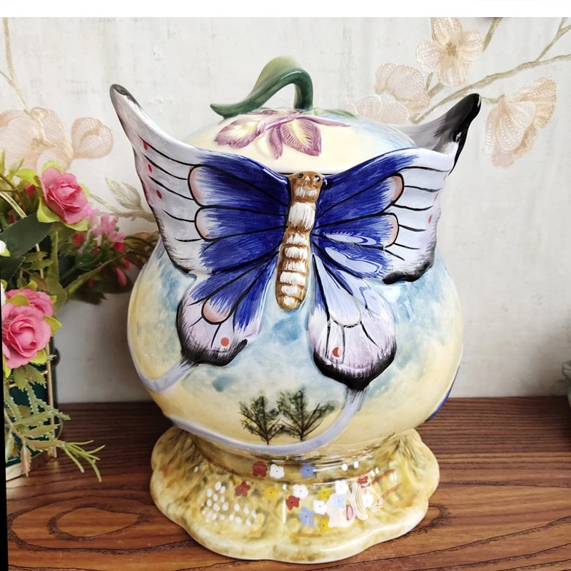 Keramik Teebehälter – Handbemalt Orchidee – Umweltfreundlich