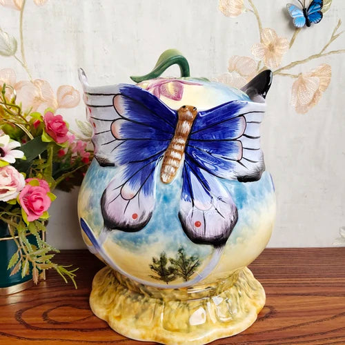 Keramik Teebehälter – Handbemalt Orchidee – Umweltfreundlich