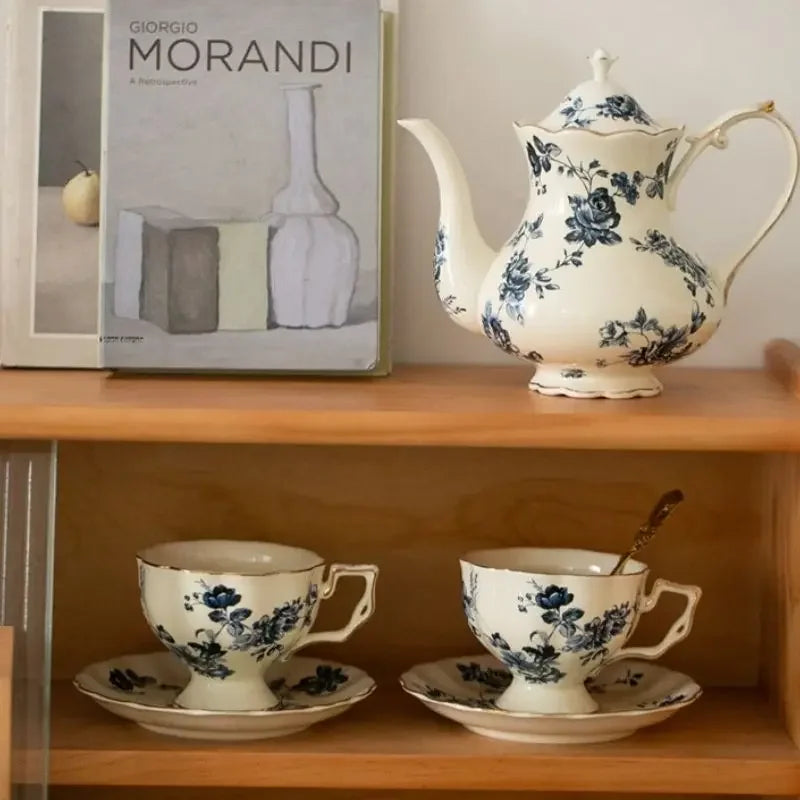 Keramik Teetassen-Set – Vintage Florales Porzellan