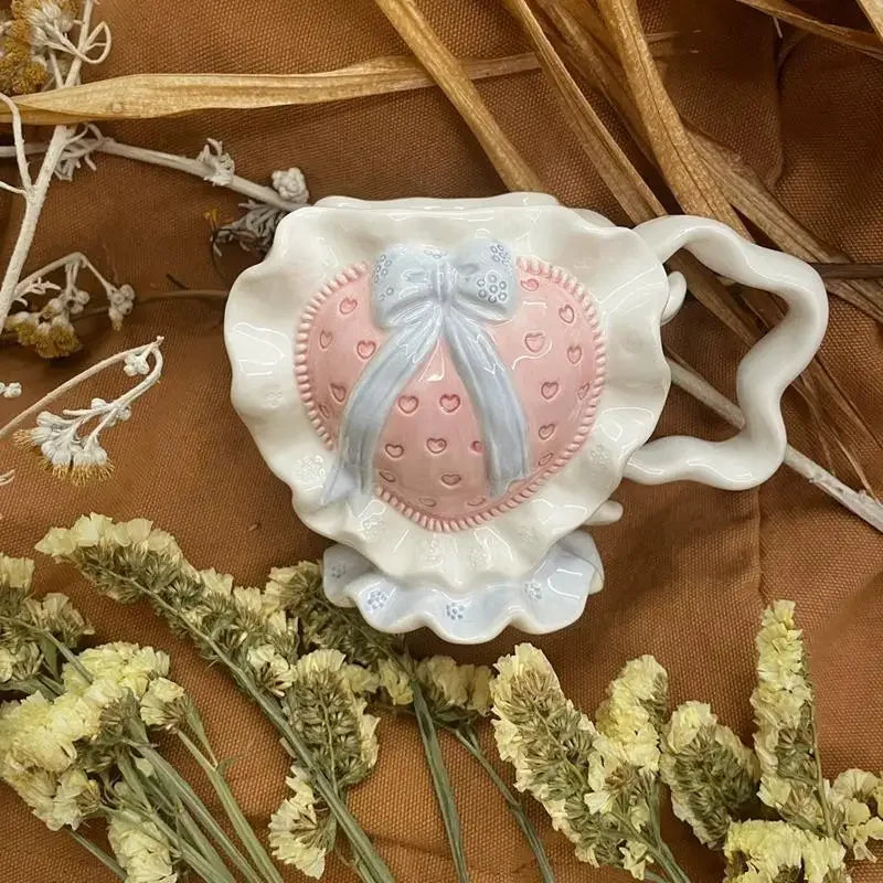 Keramik Vintage Teekanne – Rosa Liebe für die Küche