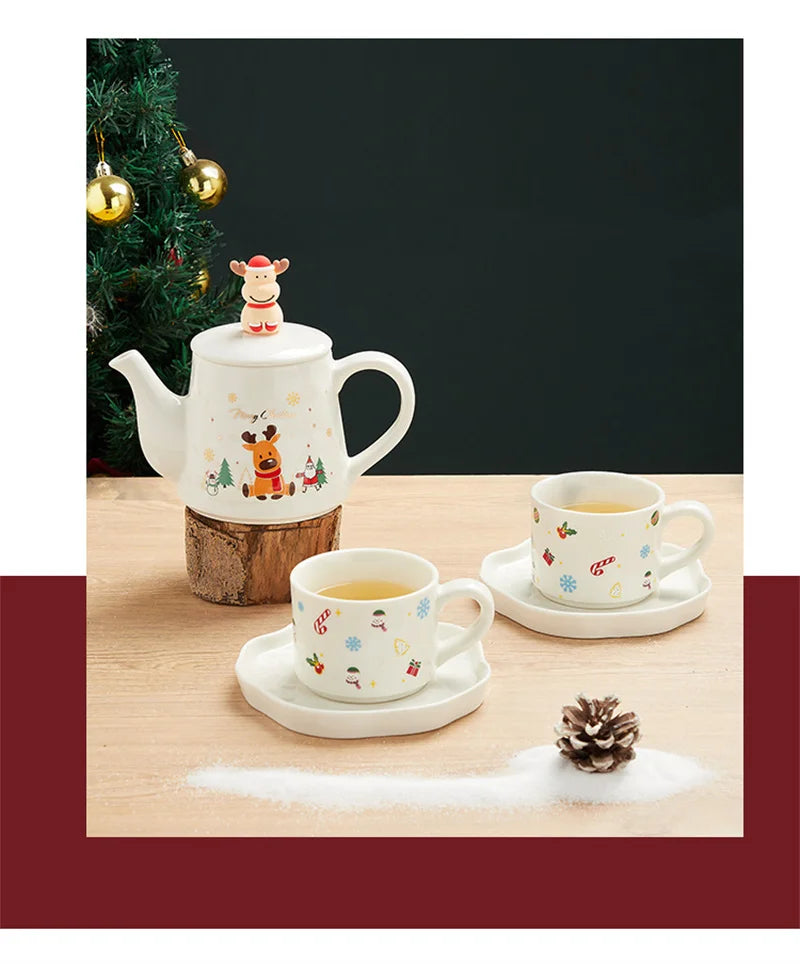 Keramik Weihnachts-Teeservice – Edles Design – 2 Tassen Set