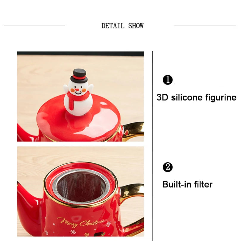 Keramik Weihnachts-Teeservice – Edles Design – 2 Tassen Set