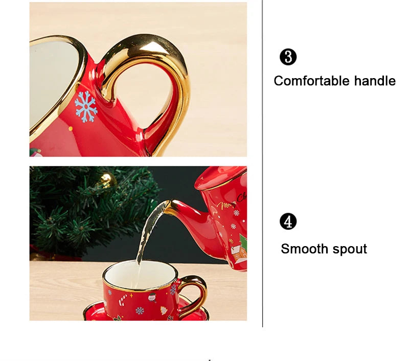 Keramik Weihnachts-Teeservice – Edles Design – 2 Tassen Set