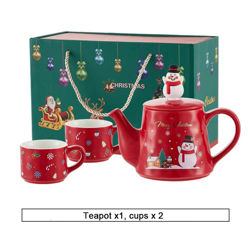 Keramik Weihnachts-Teeservice – Edles Design – 2 Tassen Set
