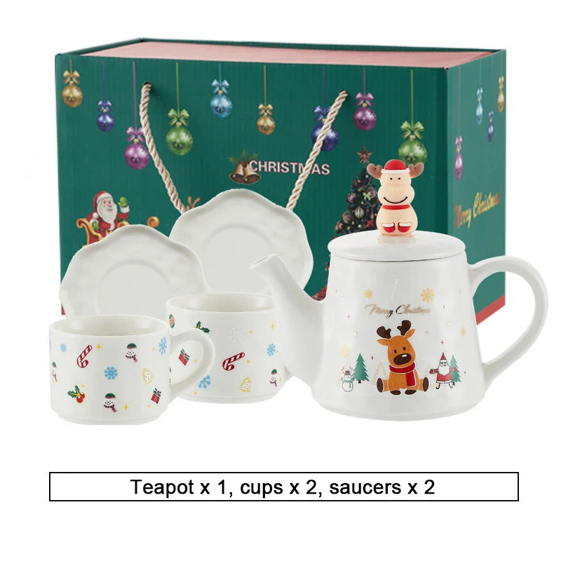 Keramik Weihnachts-Teeservice – Edles Design – 2 Tassen Set