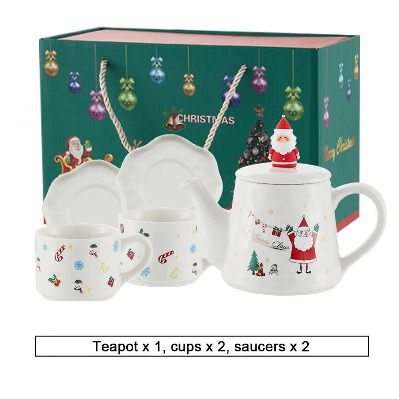 Keramik Weihnachts-Teeservice – Edles Design – 2 Tassen Set