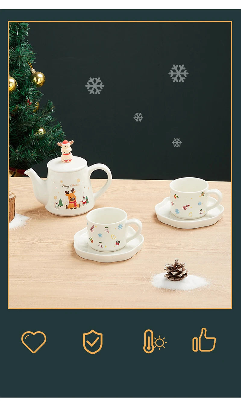 Keramik Weihnachts-Teeservice – Edles Design – 2 Tassen Set
