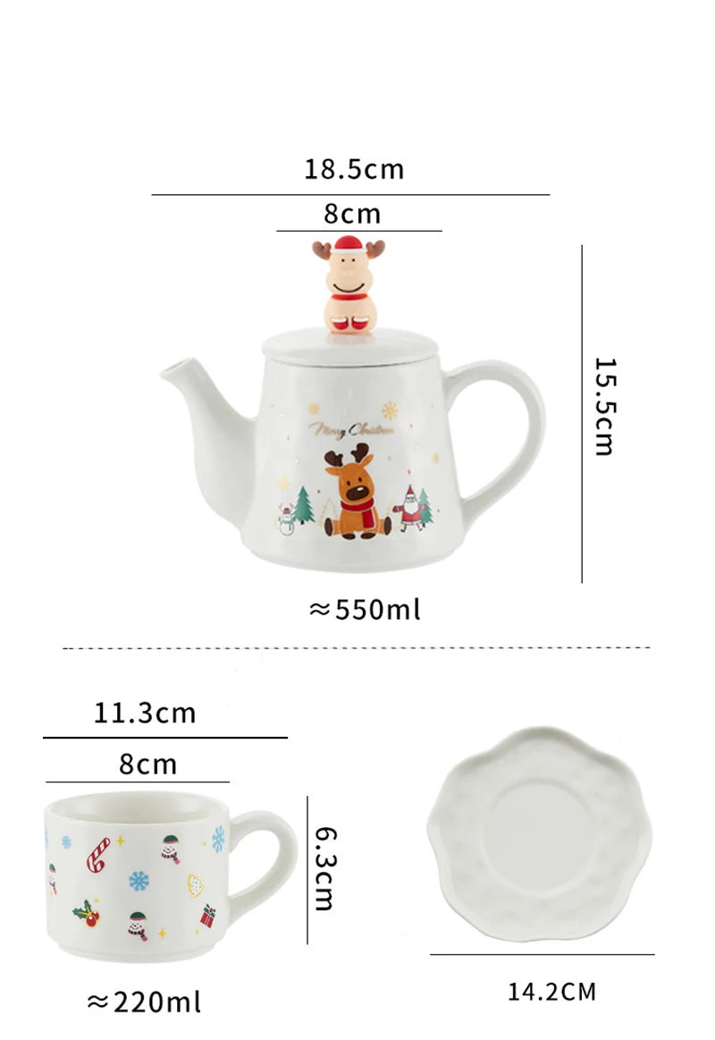 Keramik Weihnachts-Teeservice – Edles Design – 2 Tassen Set