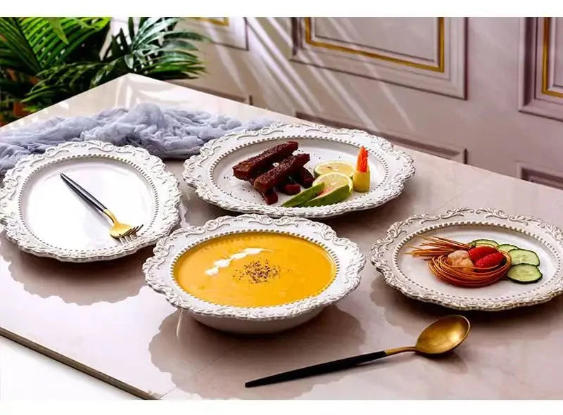 Keramik Westliche Küche Teller – Französisches Retro Relief – Versch. Grössen