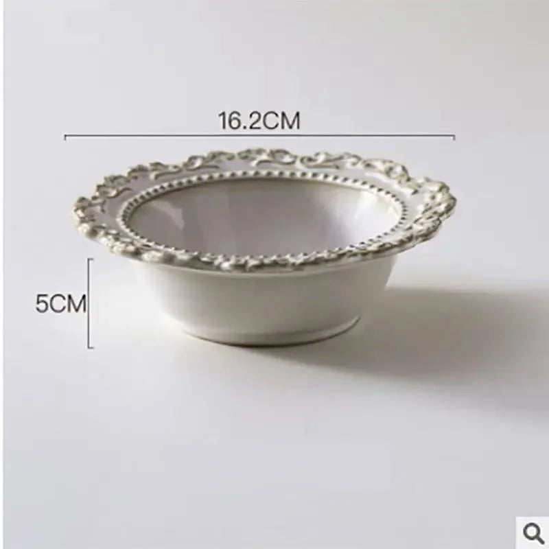 Keramik Westliche Küche Teller – Französisches Retro Relief – Versch. Grössen