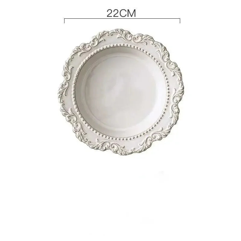 Keramik Westliche Küche Teller – Französisches Retro Relief – Versch. Grössen