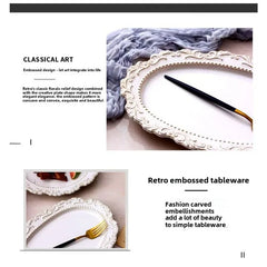 Keramik Westliche Küche Teller – Französisches Retro Relief – Versch. Grössen