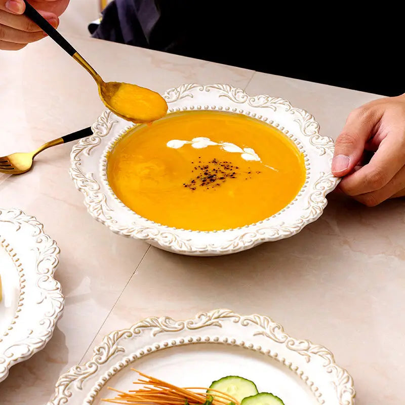 Keramik Westliche Küche Teller – Französisches Retro Relief – Versch. Grössen