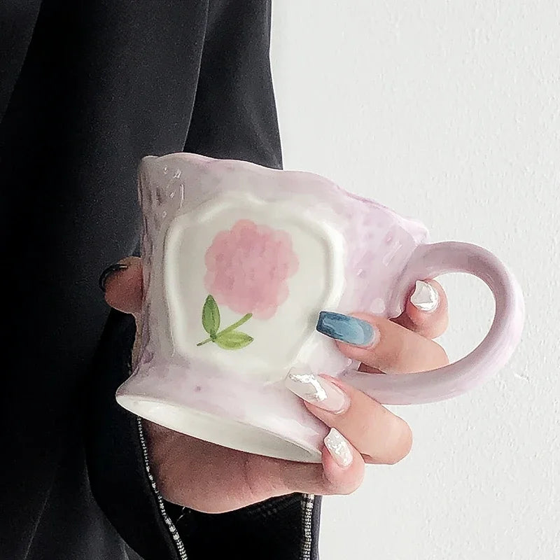 Keramikbecher – Retro Handbemaltes Design 9.5x7.5cm