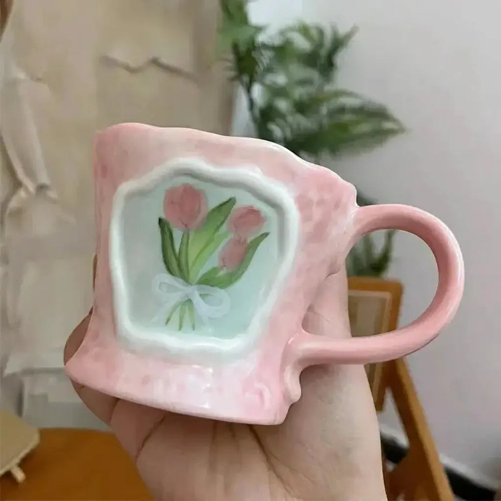 Keramikbecher – Retro Handbemaltes Design 9.5x7.5cm