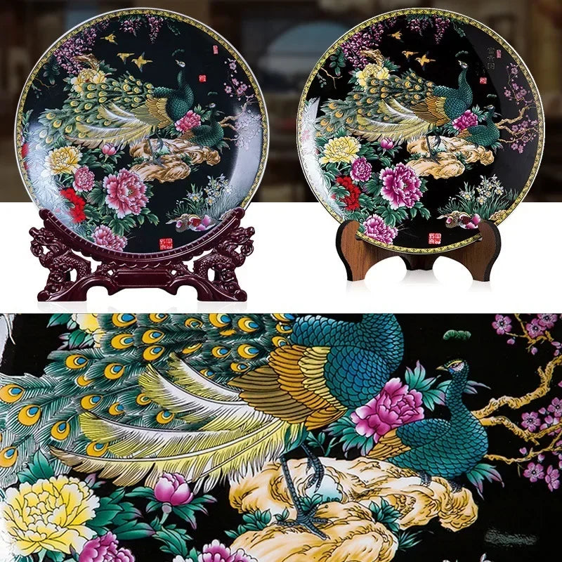 Keramikdeko-Teller in Boho-Stil, Farbe: Weiss, Grösse: 26cm Stativ, für Wohnkultur