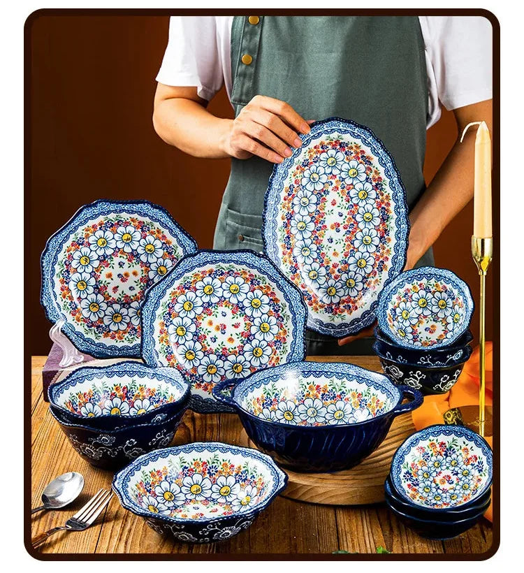 Keramikgeschirr Set – Boheme Blumenmuster – Verschiedene Grössen
