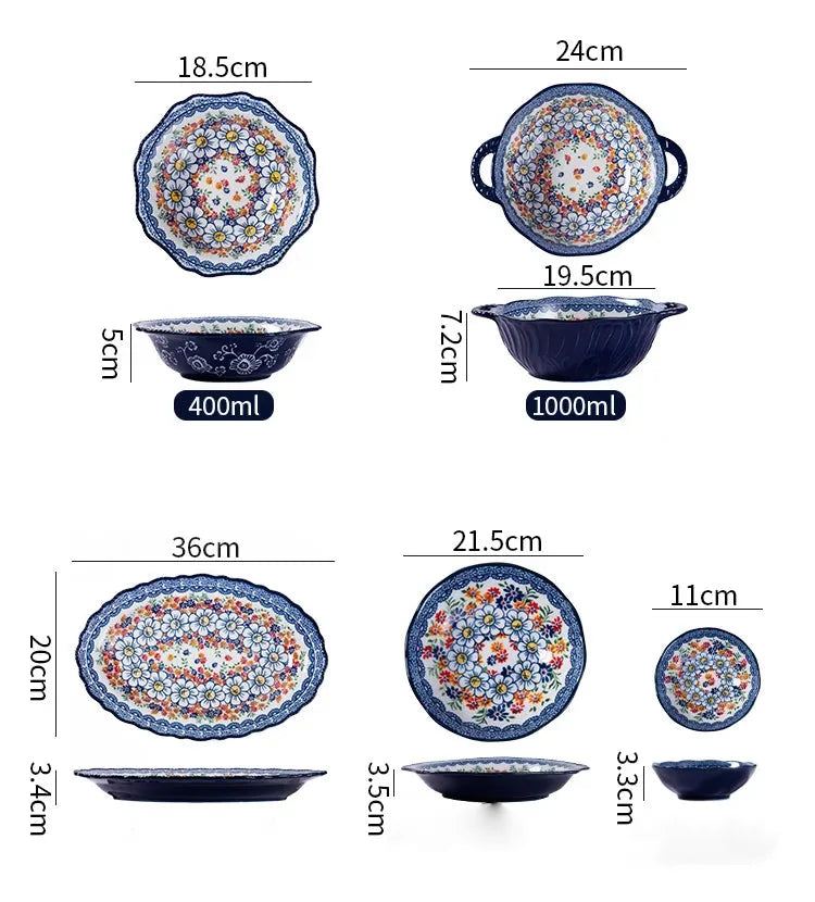 Keramikgeschirr Set – Boheme Blumenmuster – Verschiedene Grössen
