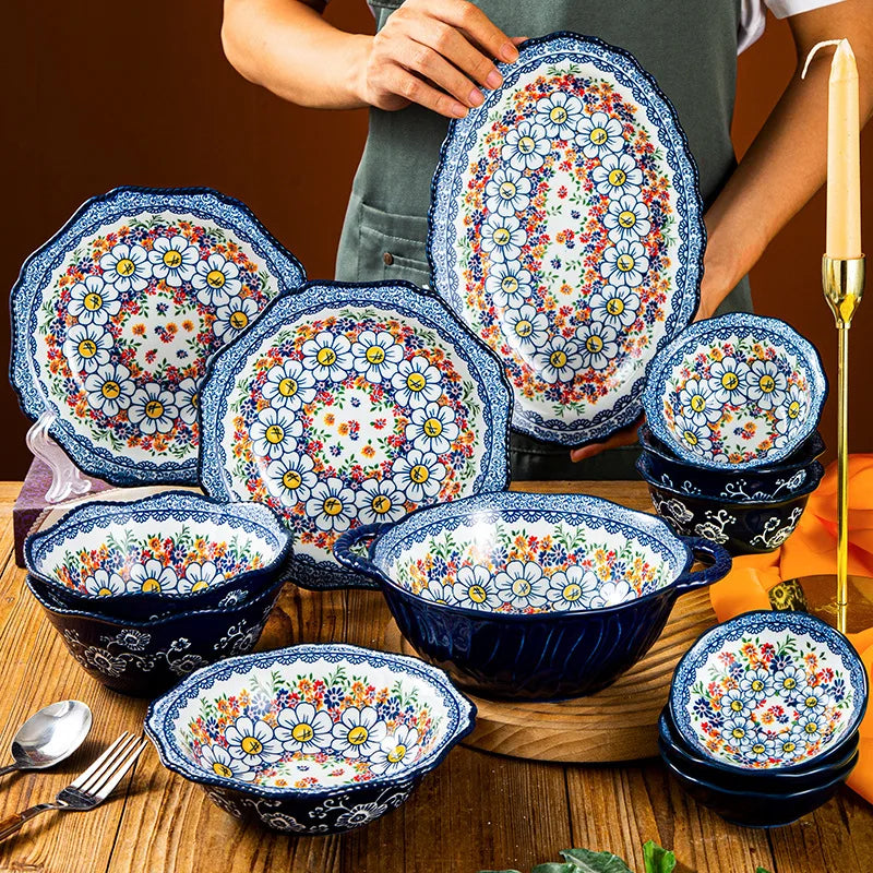 Keramikgeschirr Set – Boheme Blumenmuster – Verschiedene Grössen