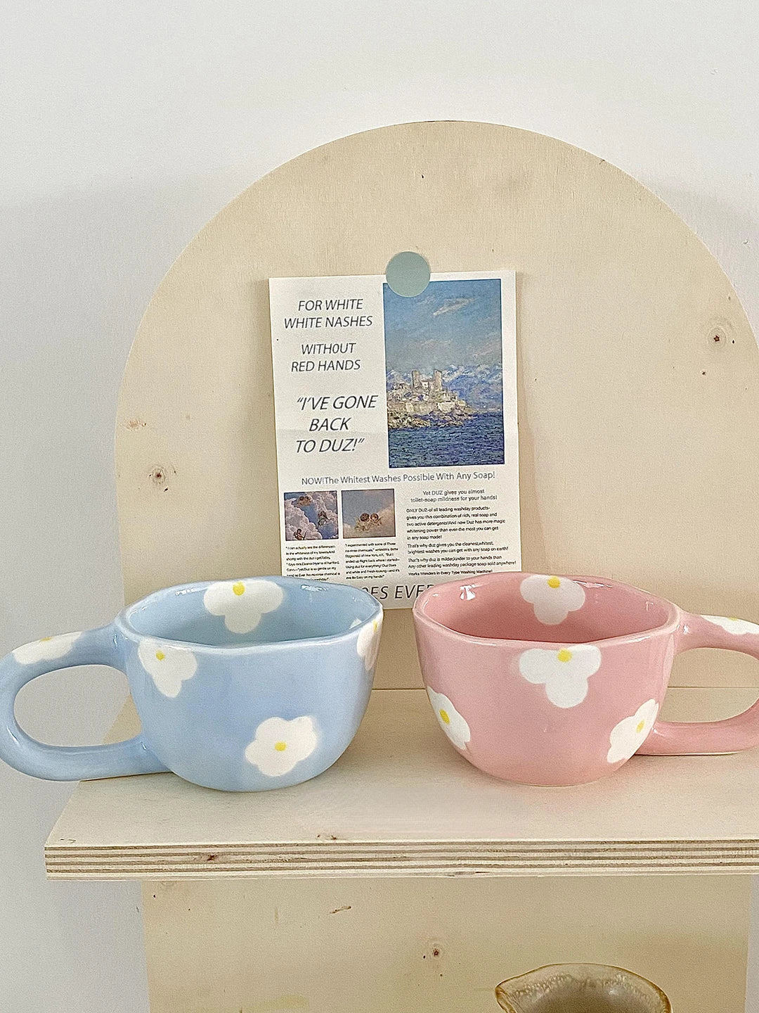 Keramikgeschirrset – Blumendesign – Pink & Blau Varianten