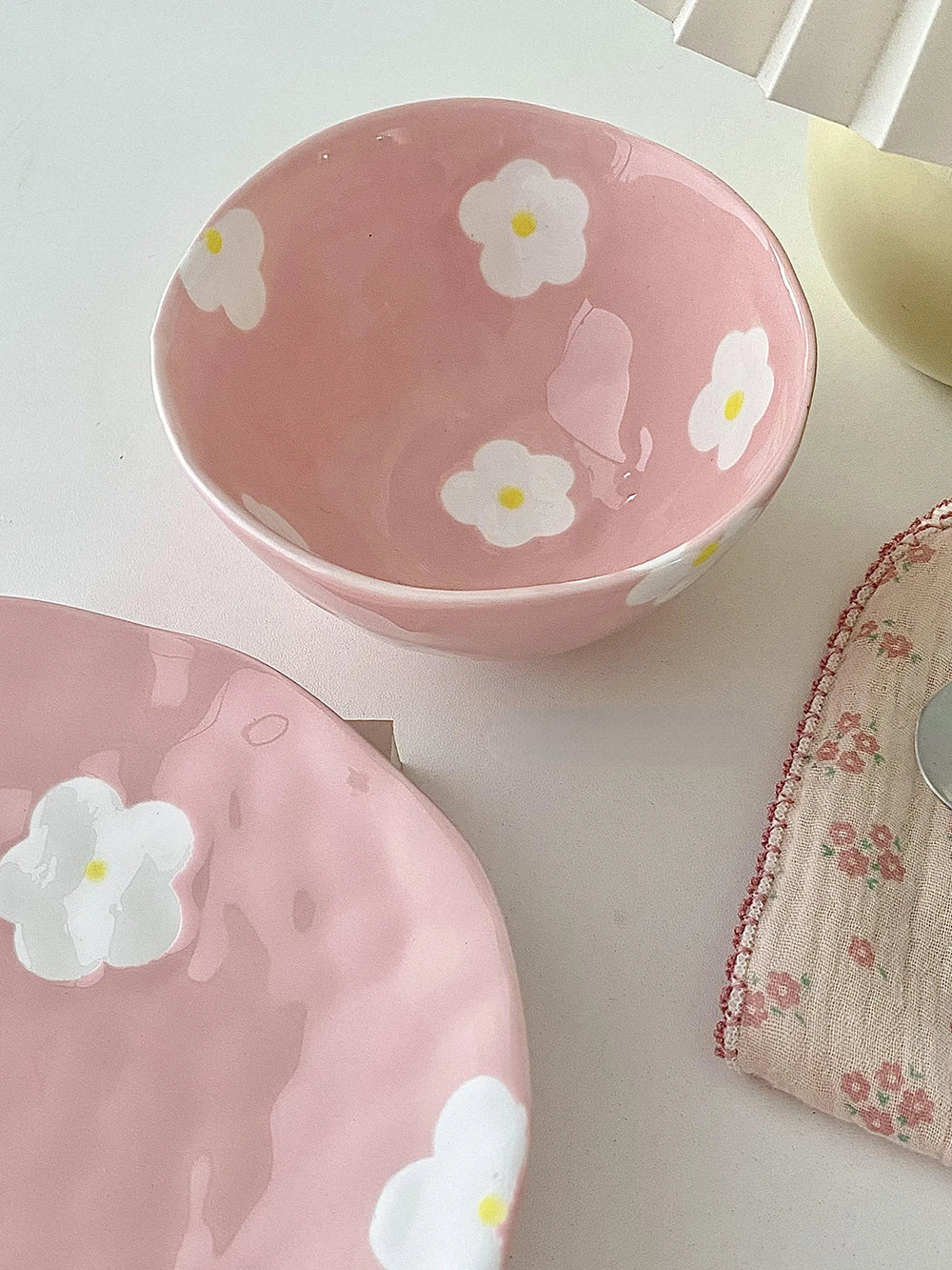 Keramikgeschirrset – Blumendesign – Pink & Blau Varianten