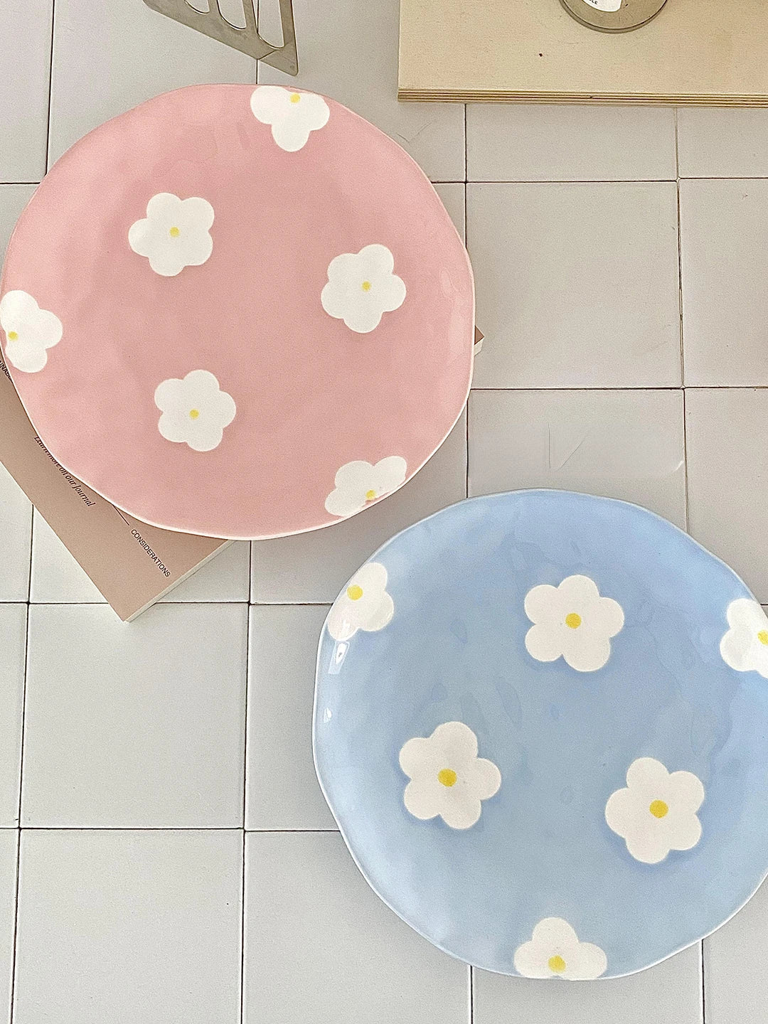 Keramikgeschirrset – Blumendesign – Pink & Blau Varianten