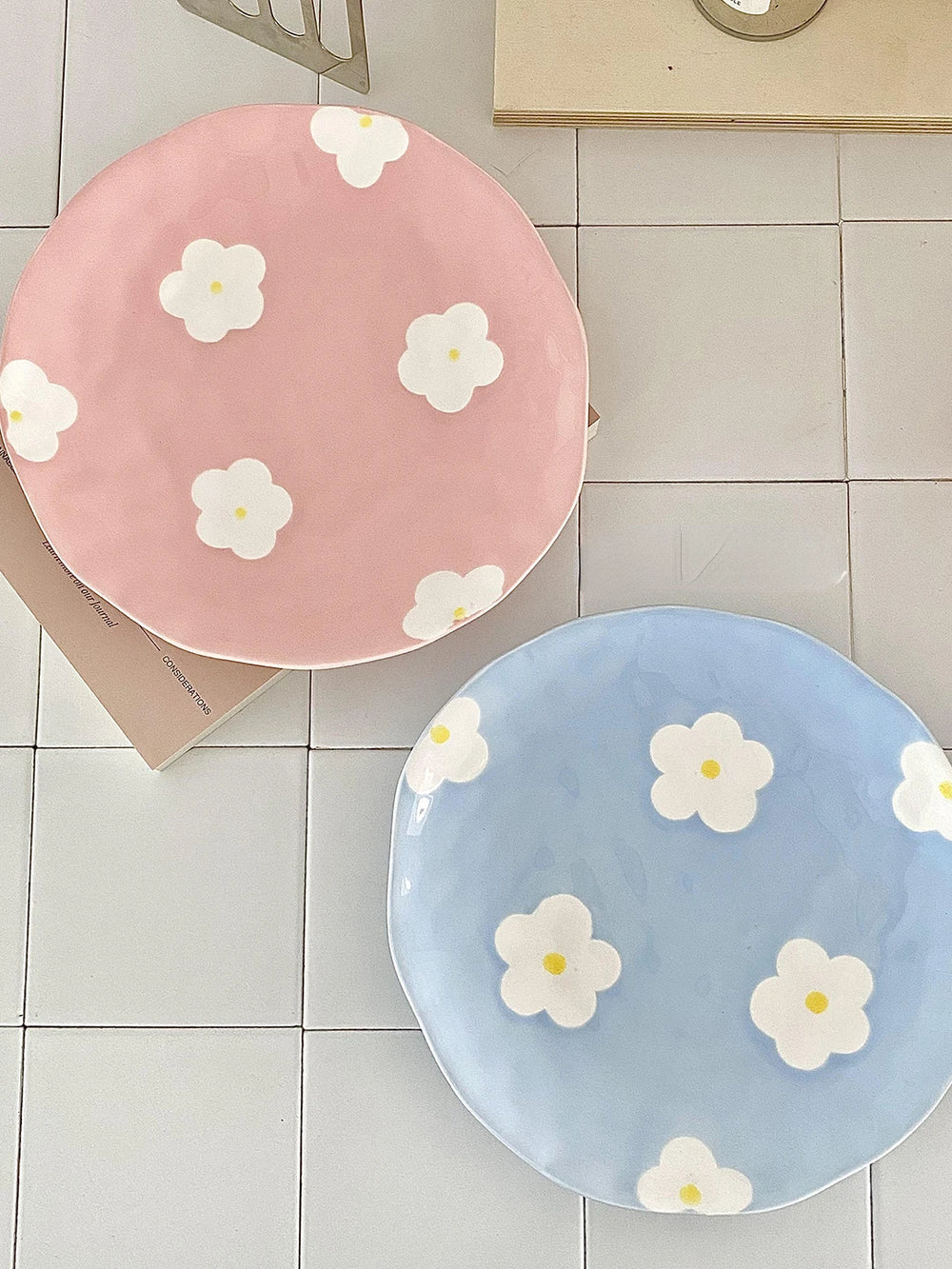 Keramikgeschirrset – Blumendesign – Pink & Blau Varianten