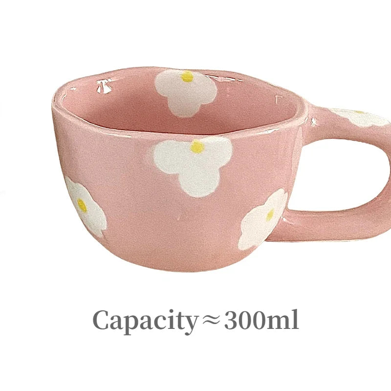 Keramikgeschirrset – Blumendesign – Pink & Blau Varianten