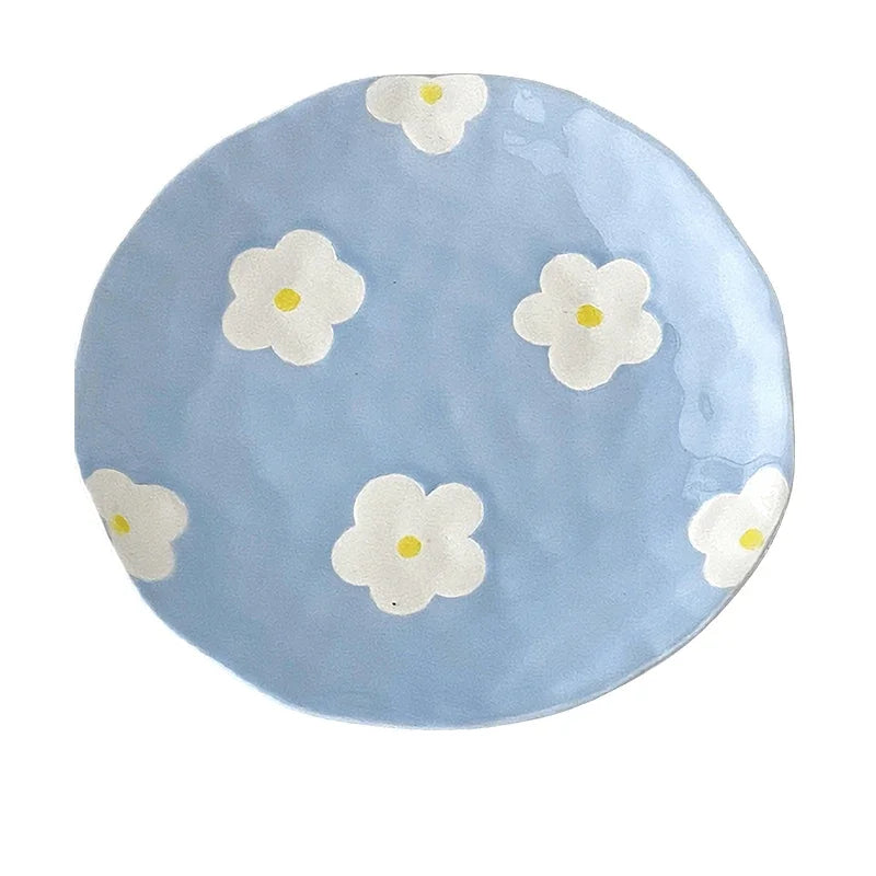 Keramikgeschirrset – Blumendesign – Pink & Blau Varianten