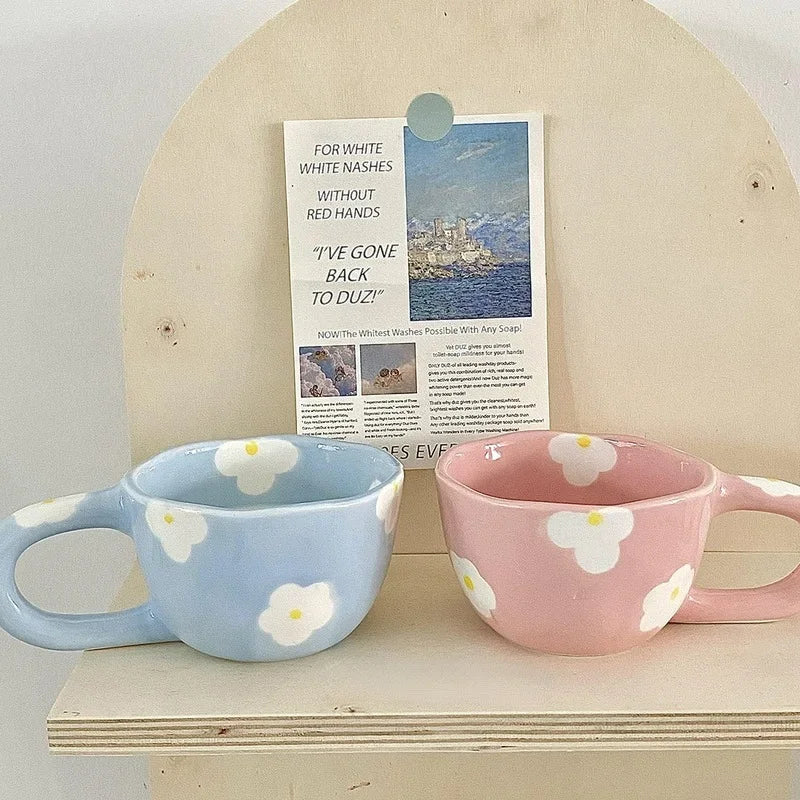 Keramikgeschirrset – Blumendesign – Pink & Blau Varianten