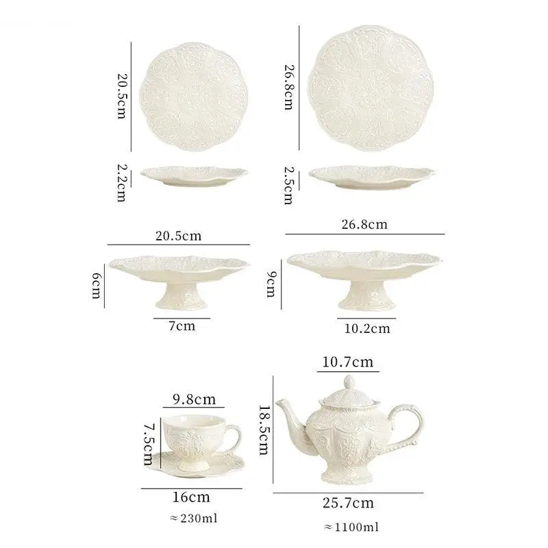 Keramikrelief-Teekanne – Elegantes Porzellan-Set