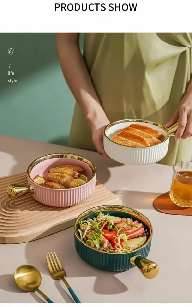 Keramikschale – Modernes Bone China mit Goldrand