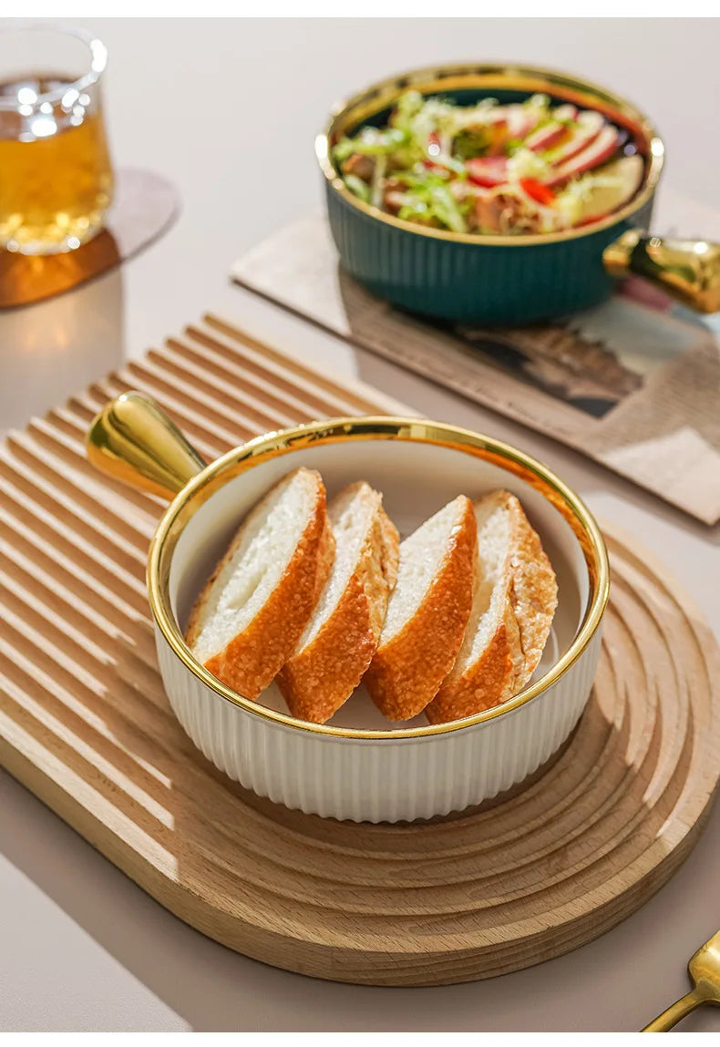 Keramikschale – Modernes Bone China mit Goldrand