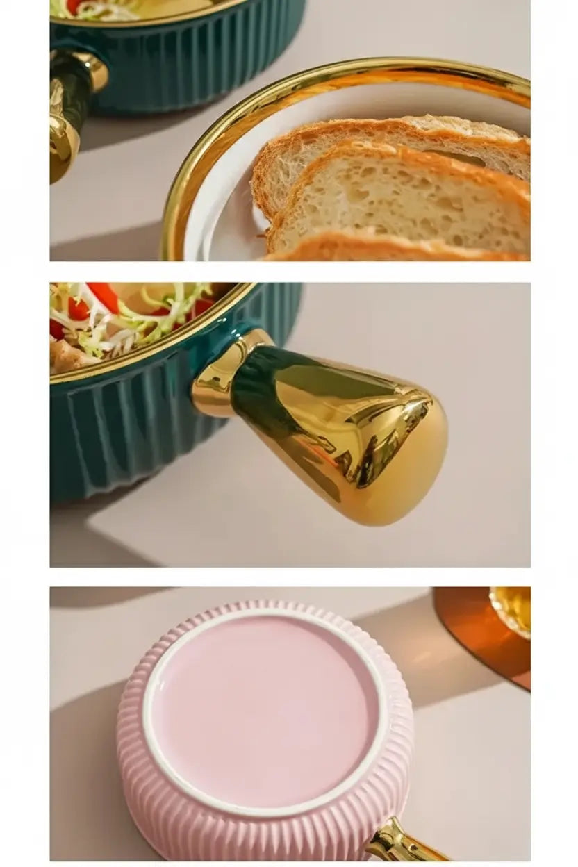 Keramikschale – Modernes Bone China mit Goldrand