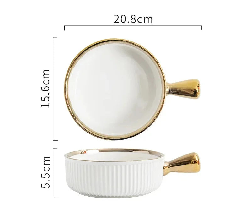 Keramikschale – Modernes Bone China mit Goldrand