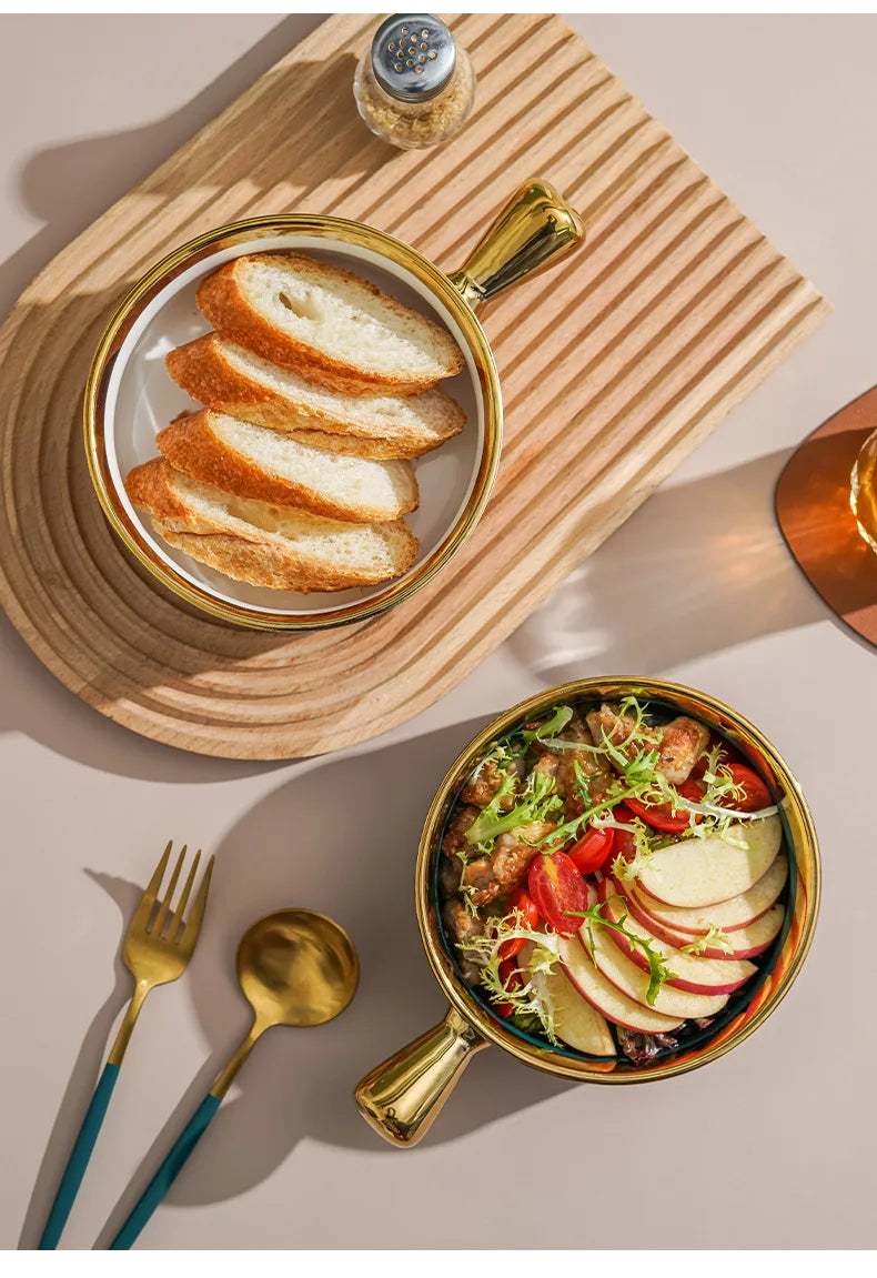 Keramikschale – Modernes Bone China mit Goldrand