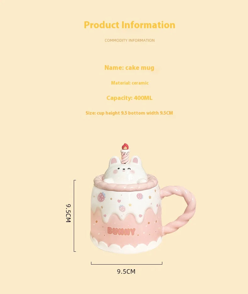 Keramiktasse – Cartoon-Design – Mit Deckel