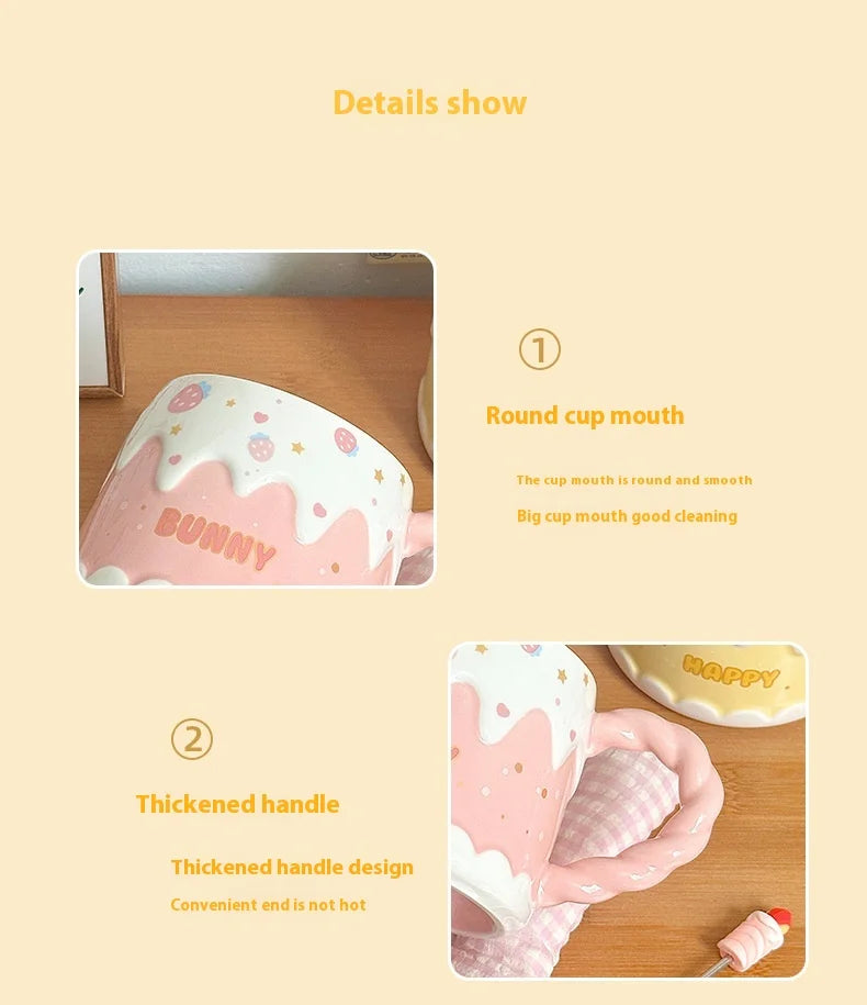 Keramiktasse – Cartoon-Design – Mit Deckel