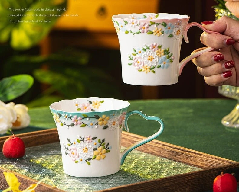 Keramiktasse – Exquisites Kamelien-Design 350ml