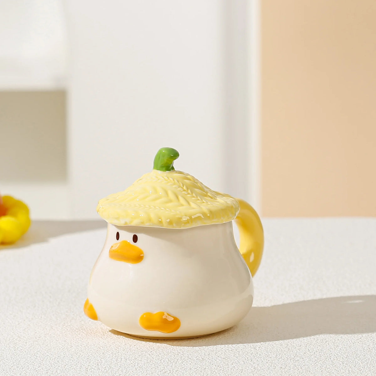 Keramiktasse - Niedliches Cartoon-Design mit Deckel - 400ml