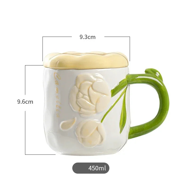 Keramiktasse – Retromuster Porzellan mit Deckel