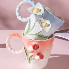 Keramiktasse – Vintage Stil, Blumenmuster – 401-500ml