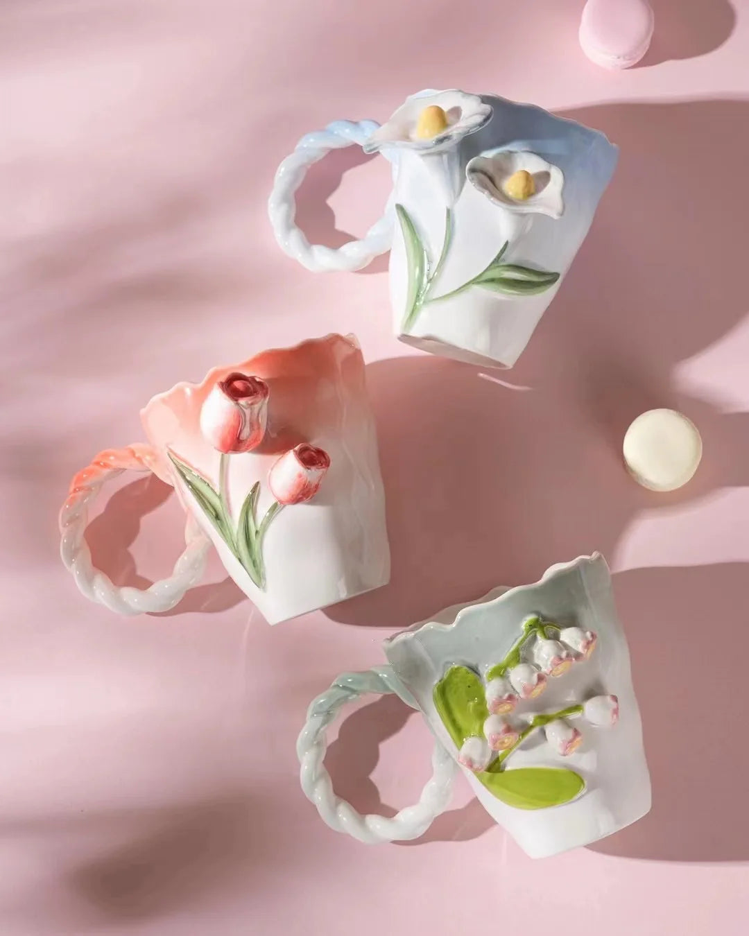 Keramiktasse – Vintage Stil, Blumenmuster – 401-500ml