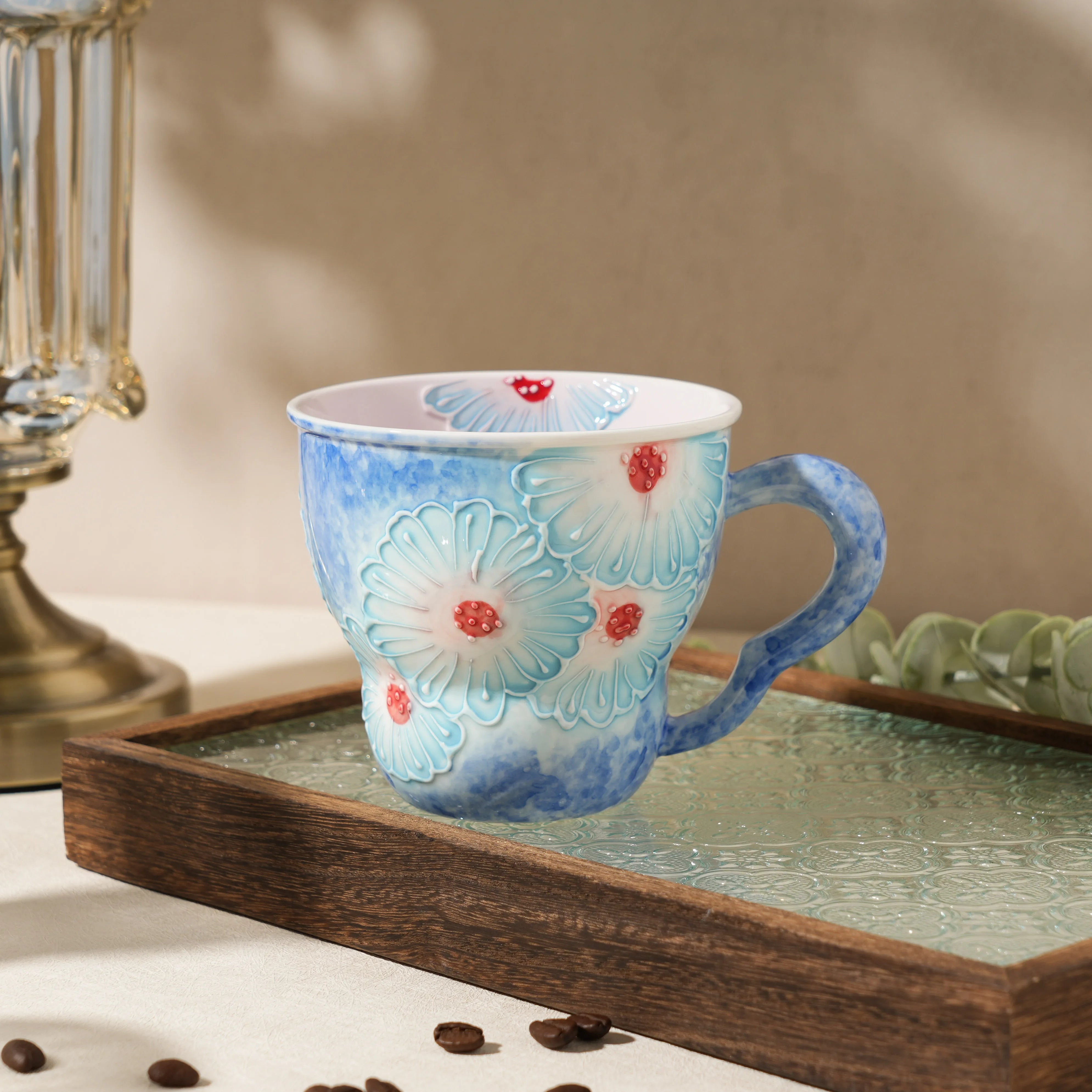 Keramiktasse mit Blumendesign – Japan Stil 501ml