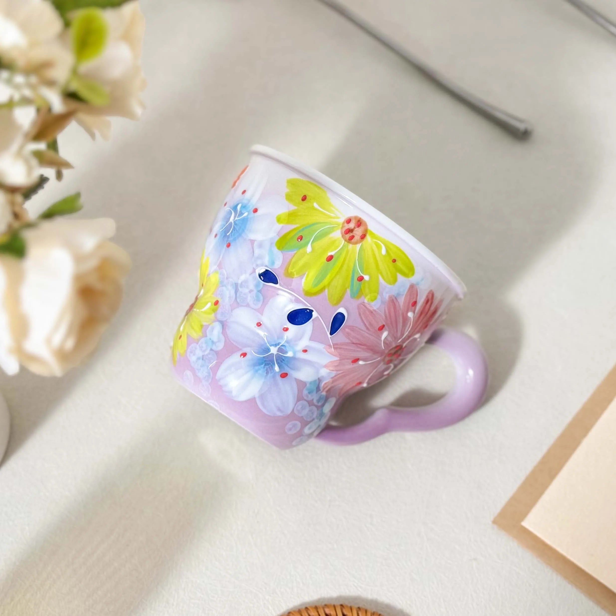 Keramiktasse mit Blumendesign – Japan Stil 501ml