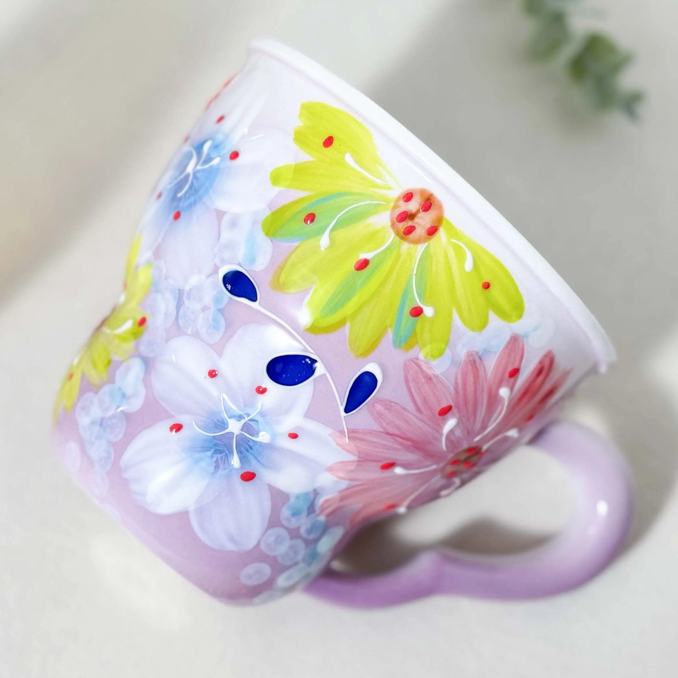 Keramiktasse mit Blumendesign – Japan Stil 501ml